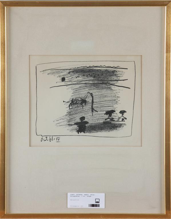 PICASSO, PABLO, efter. Litografier, 3 st, osign.