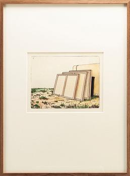 STEN EKLUND, hand colored etching, signed.