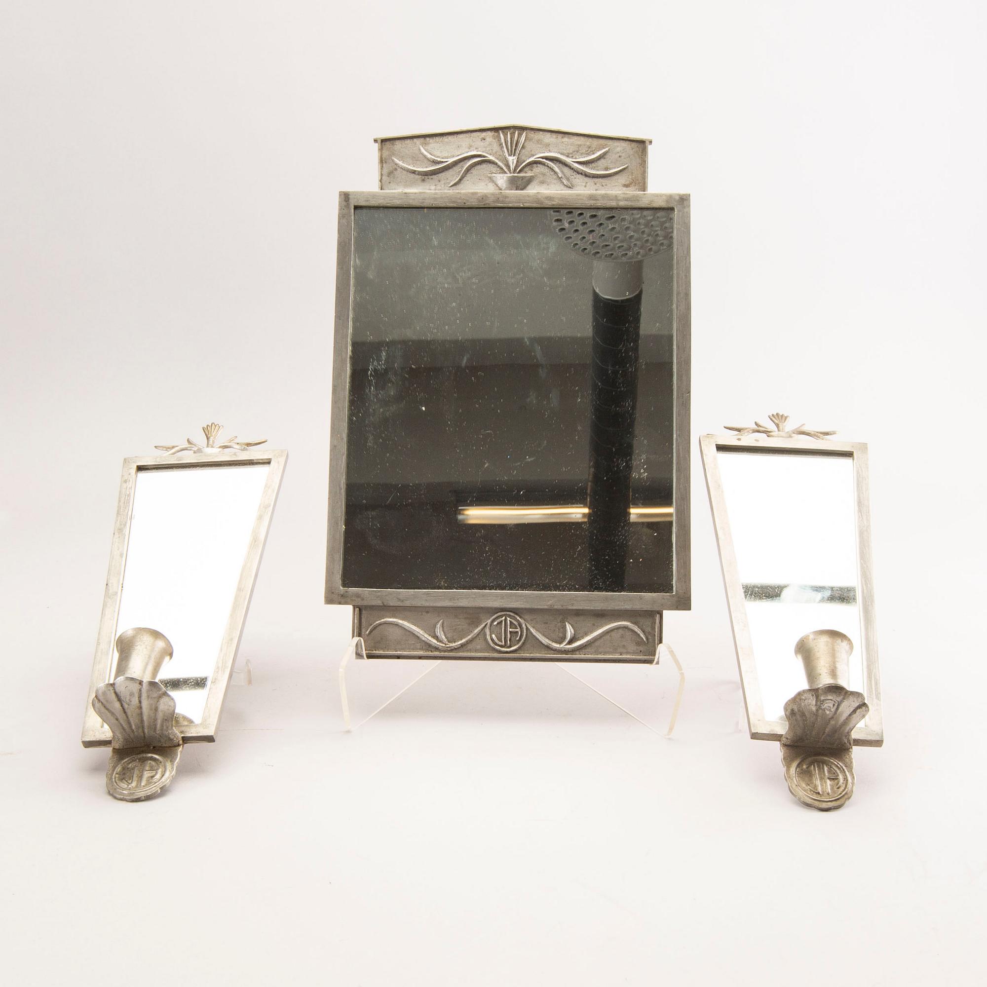 Spegel samt spegellampetter ett par 1930/40-tal, Swedish Modern.