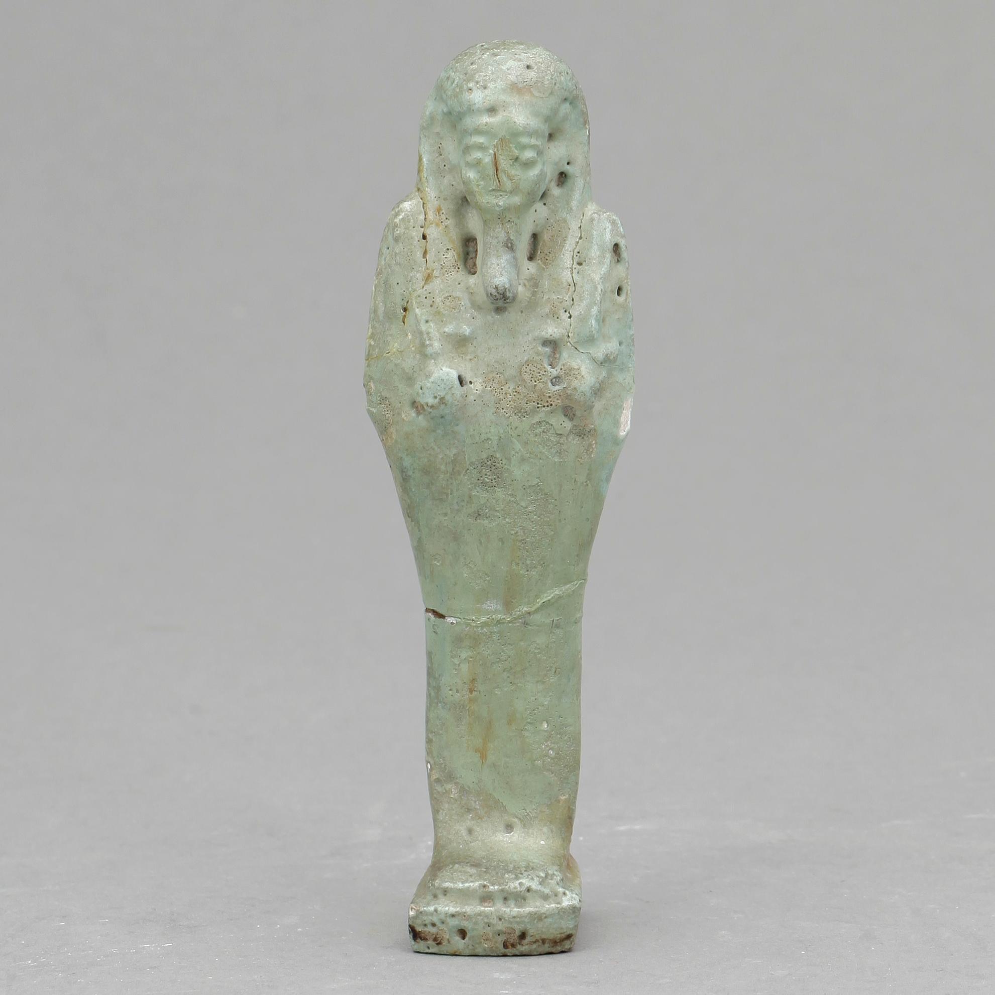 USHABTI, fajans, Egypten, sentid 664-331 f Kr.