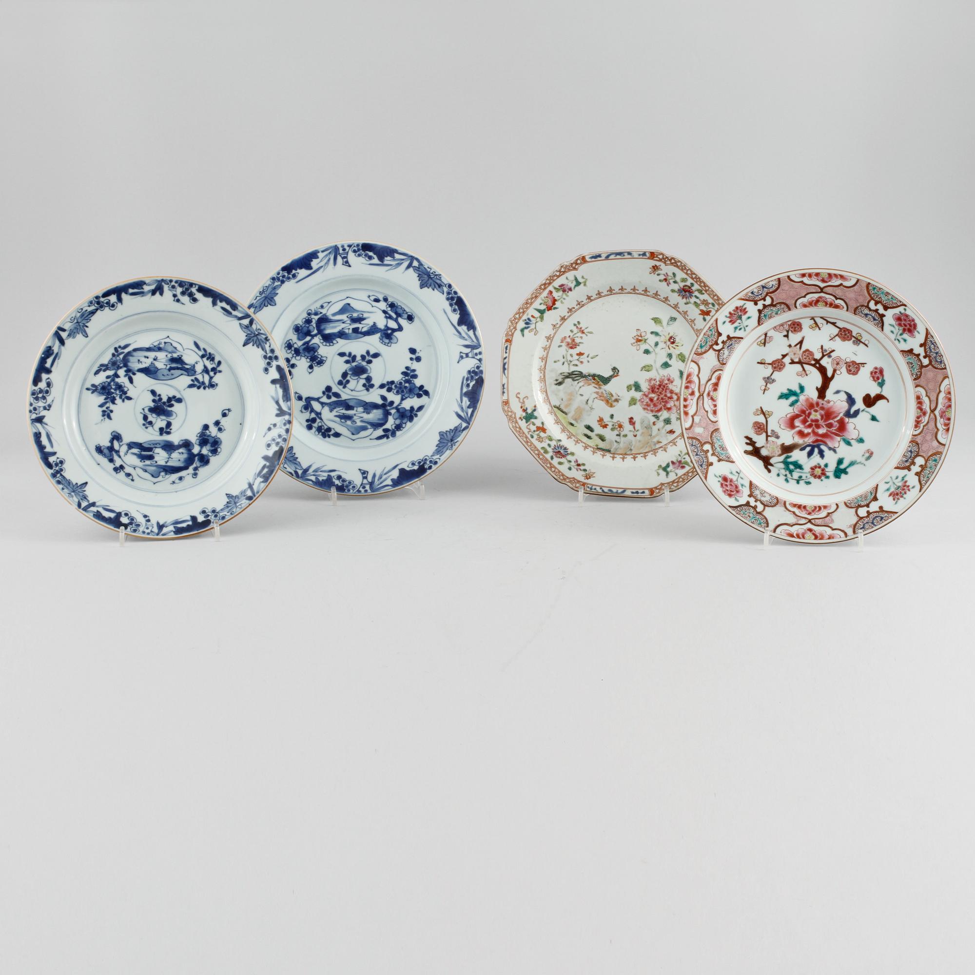 TALLRIKAR, porslin, Kina, 1700-tal.