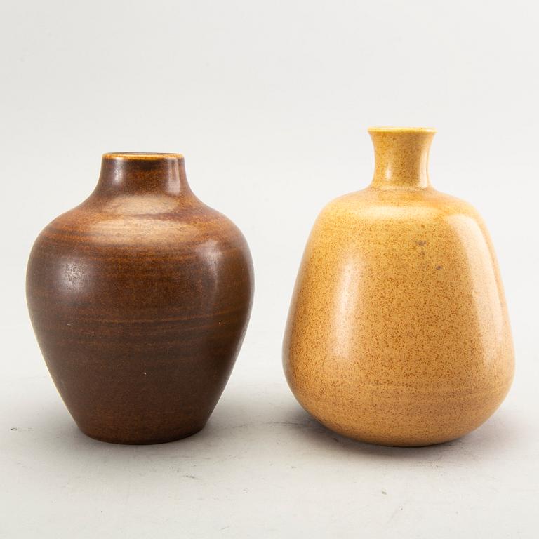 Erich & Ingrid Triller, a glazed stoneware bowl and two vases, Tobo.