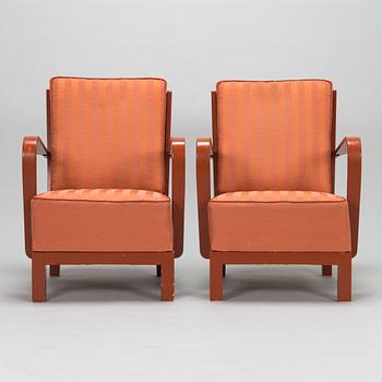 A pair of 1930s 'Panu' armchairs model 234, Asko Finland.