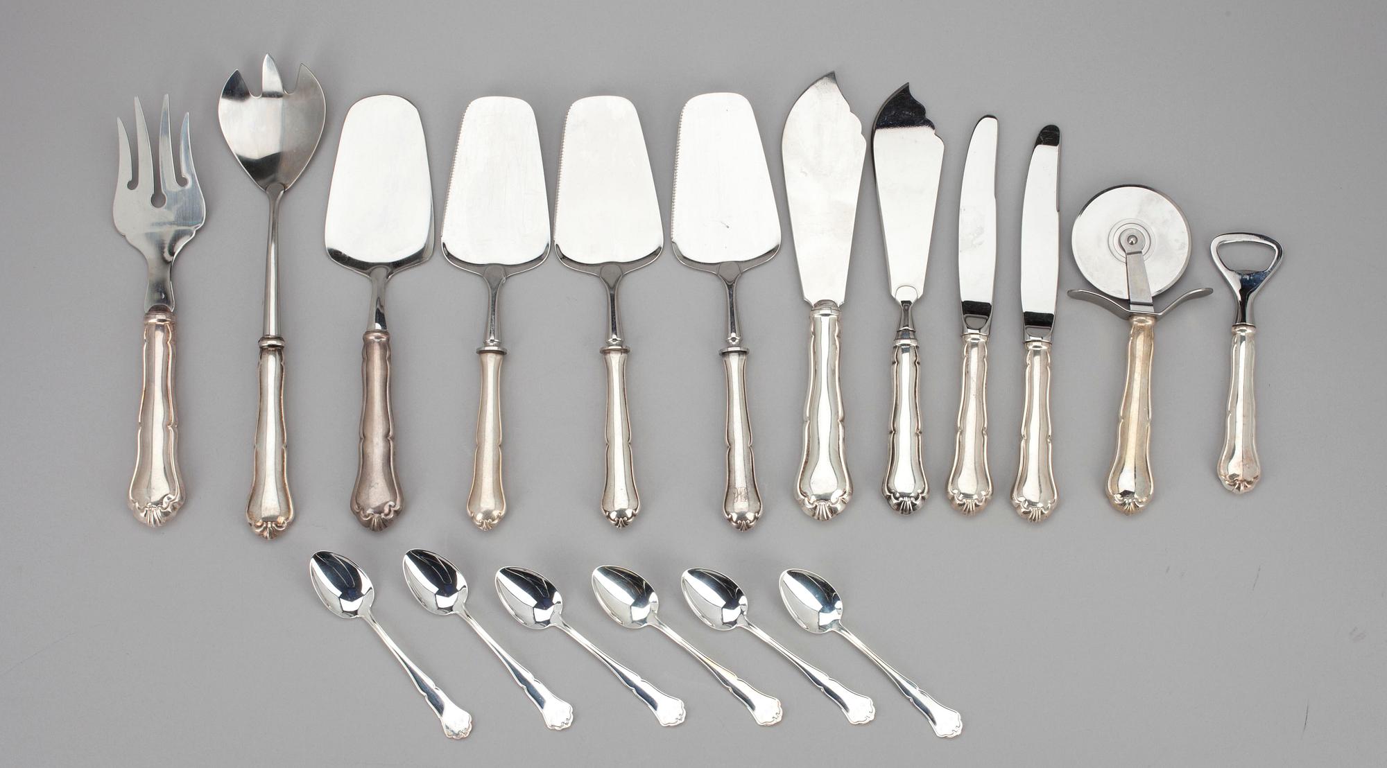 BESTICK, 18 delar, silver, Chippendale, Finland 1990-tal.
