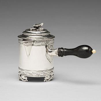 261. A Swedish 18th century silver milk-jug and cover, mark of Anders Brandt, Norrköping 1787.