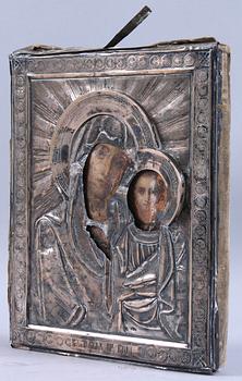 IKON med RIZZA, silver, bär ryska stämplar, -84, Kazanska.