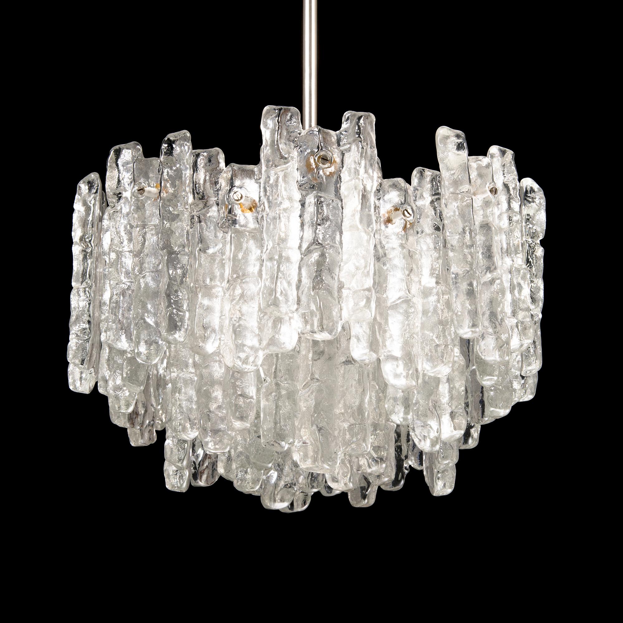 A 1960s "Ice block chandelier" by J.T Design, Kalmar, Austria, 1960s.