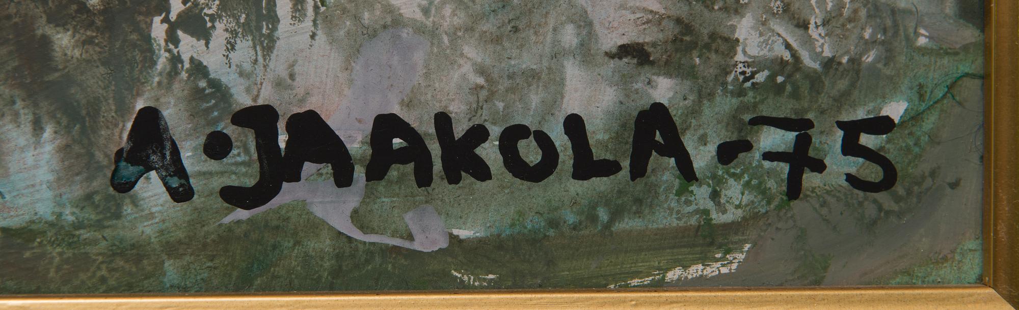 Alpo Jaakola, öljy levylle, signeerattu ja päivätty -75.