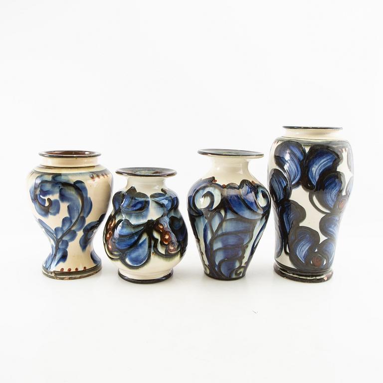 Vases 4 pcs Annashaab ceramic factory Denmark 1910s/1920s glazed earthenware.