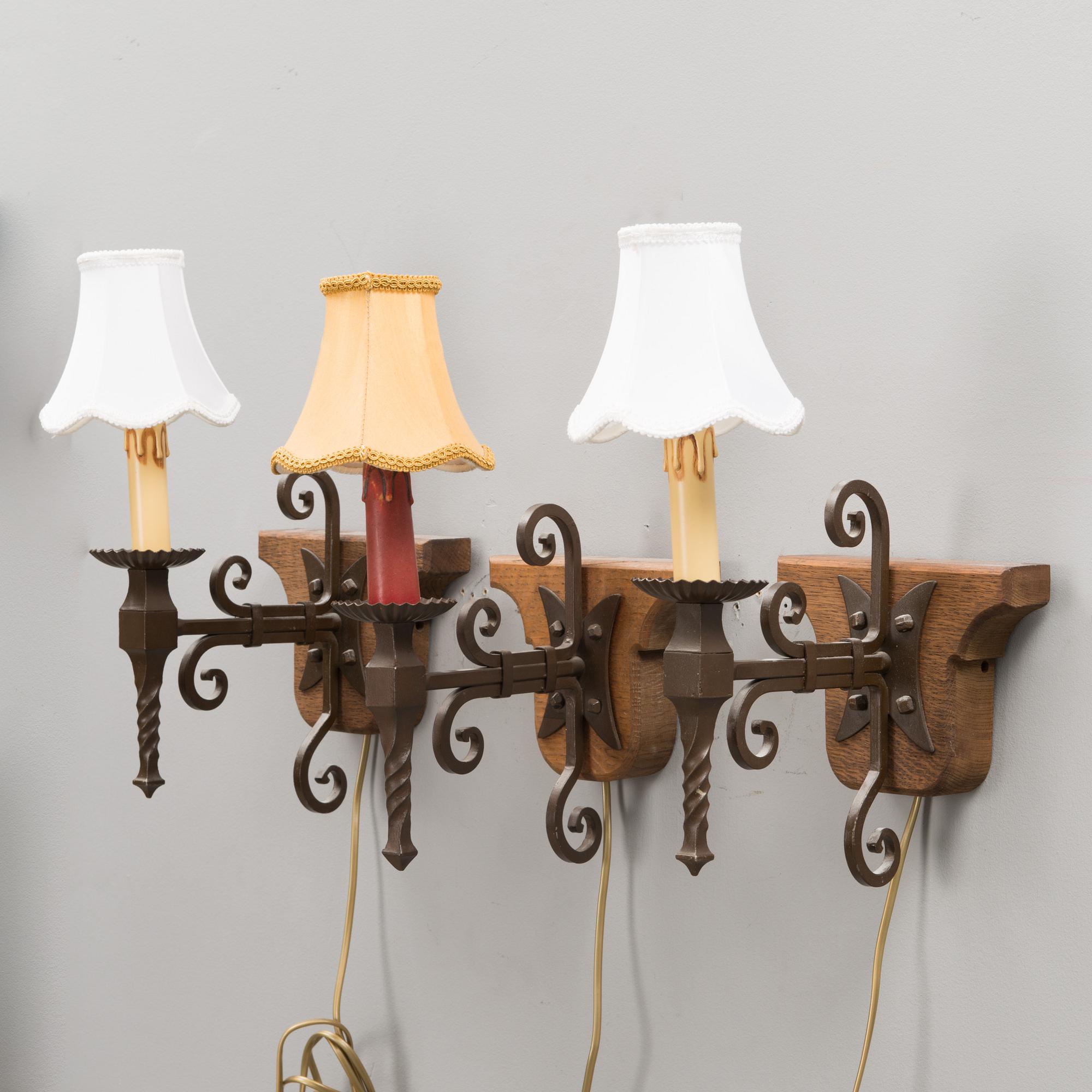 A set of 3 late 20th century wall lights.
