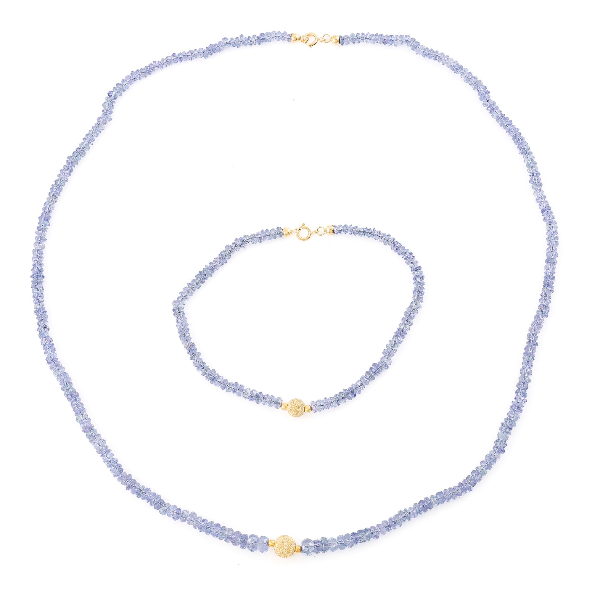 Collier och armband, med tanzaniter, lås 18K guld.