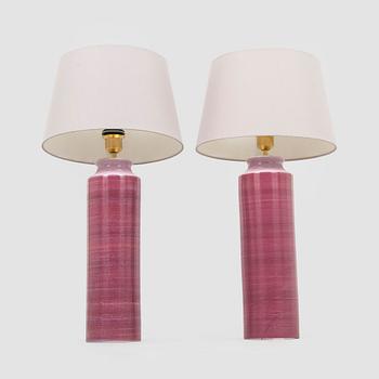 A pair of ceramic tablelamps, Arabia Finland, 1960s/70s.