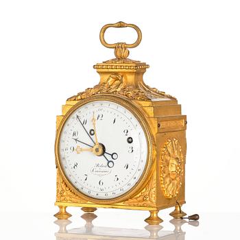 A Swiss ormolu 'pendule d'officer' with alarm by  Robert & Courvoisier (Chaux-de-Fonds, active 1781-1811).