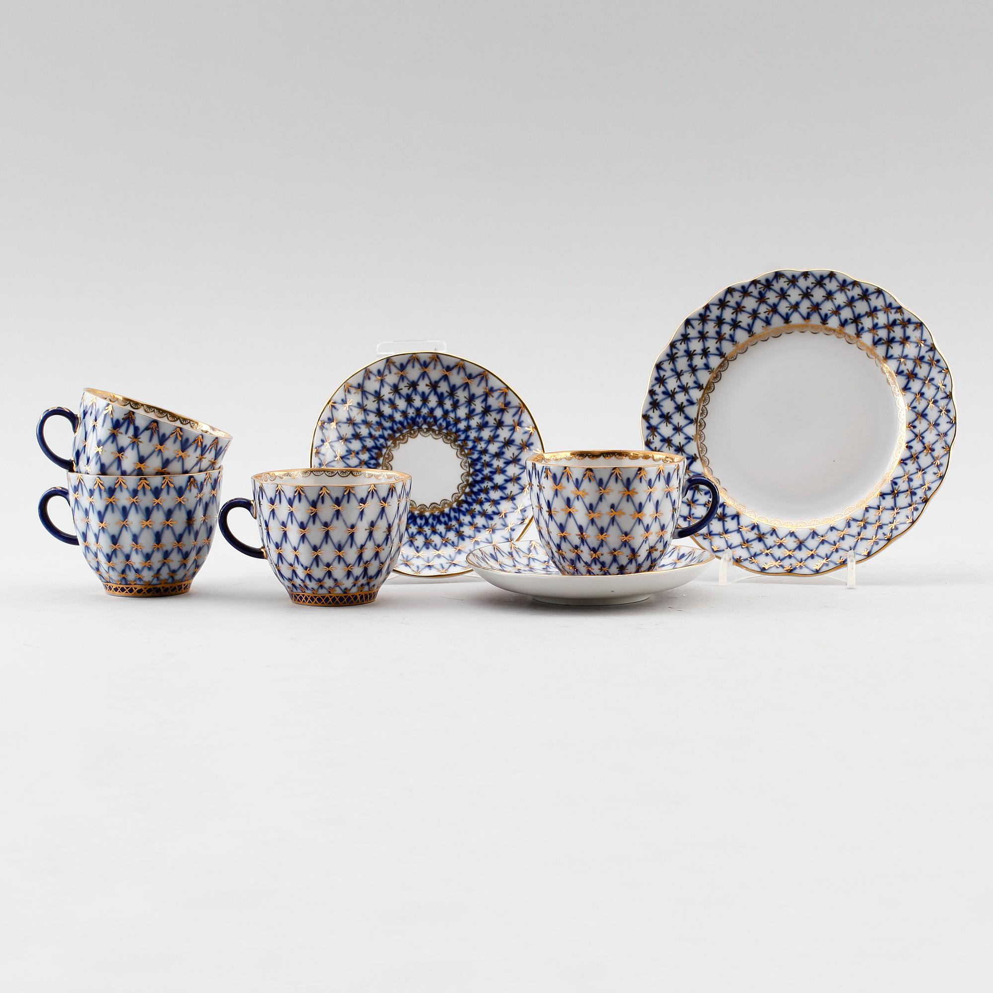 KAFFESERVIS, 22 delar, porslin, Lomonosov, Ryssland, 1900-talets andra hälft.