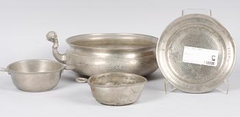 PARTI TENN, 4 delar. Bl a Johan Albin Gellerstedt, Härnösand 1837 resp 1847.