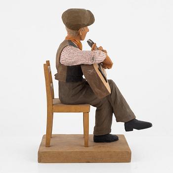 Herman Rosell, a carved and painted wood sculpture, signed Rosell and dated 1950.