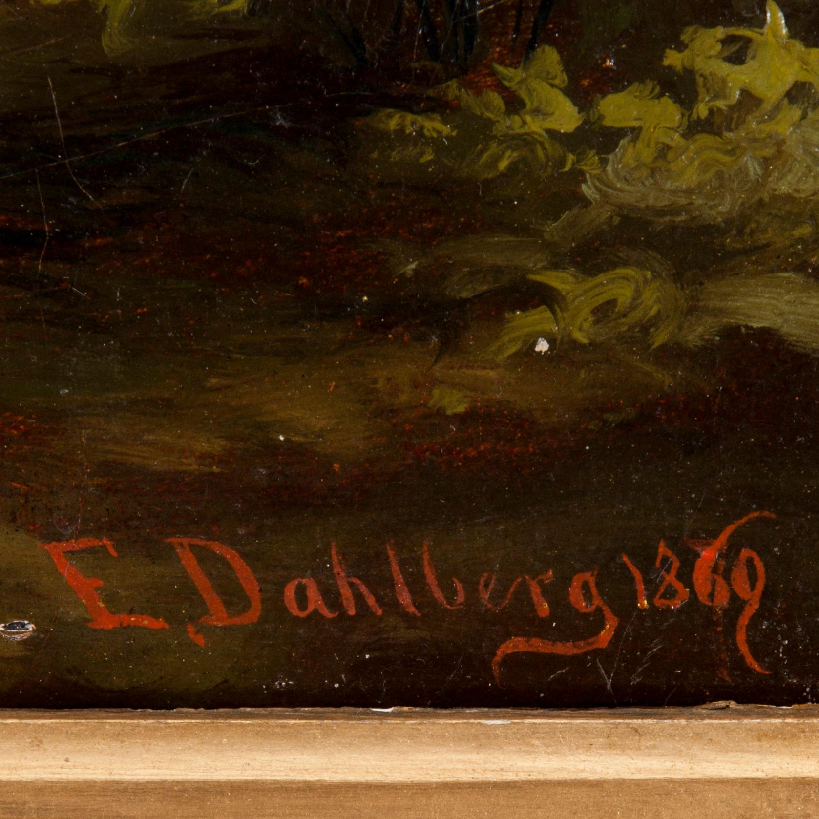 OKÄND KONSTNÄR 1800-TAL , olja på duk, sign E. Dahlberg och daterad -69.