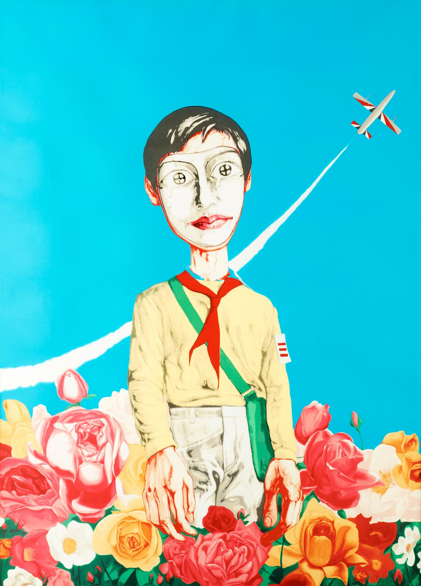 Zeng Fanzhi, Man with flowers, ur: "Mask Series".