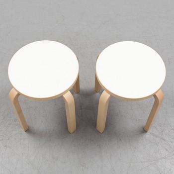 Two Alvar Aalto 'Model 60' stool, for Artek, Finland.