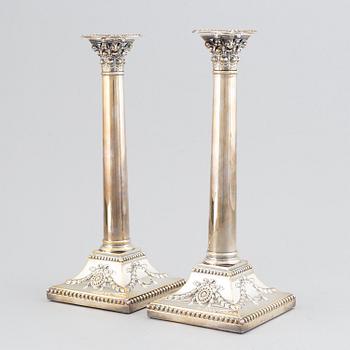 A pair of George III candlesticks, by John Parsons and Co., Sheffield 1788.