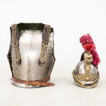 Helmet and cuirass 3 dlr  second half of the 19th century.