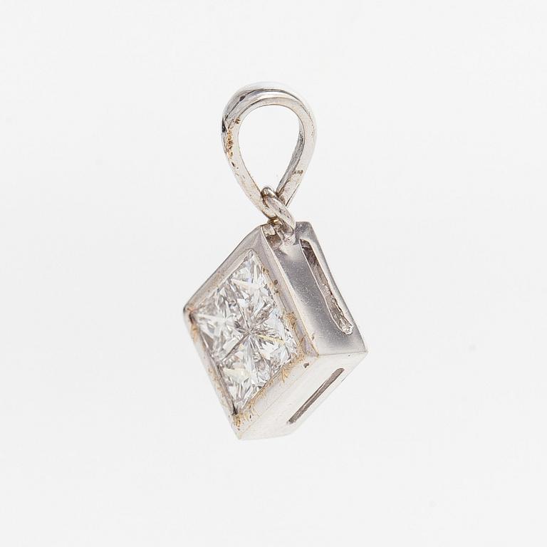 Pendant, princess-cut diamonds, 18K white gold.