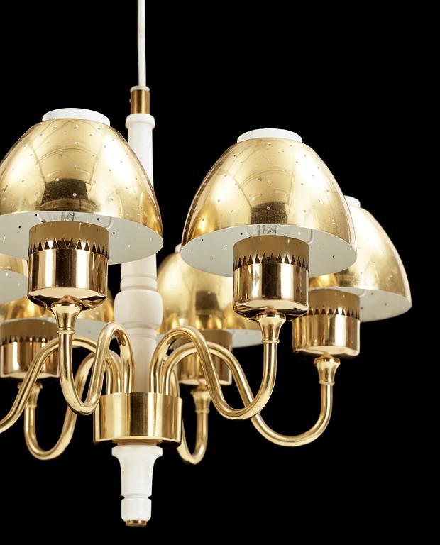 TAKLAMPA, mässing, Hans-Agne Jakobsson, Markaryd, 1960/70-tal. Höjd ca 32 cm, exklusive sladd.