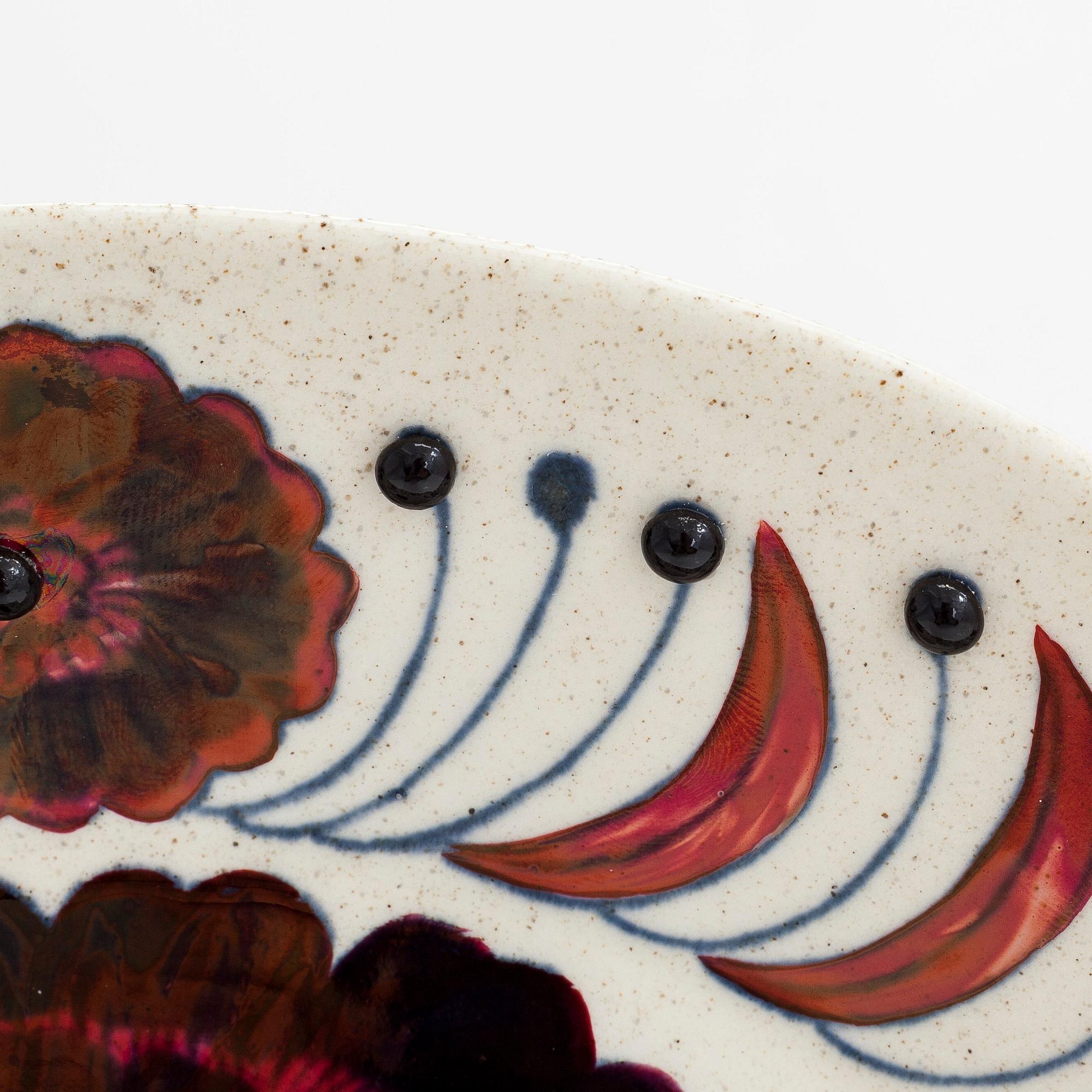 Birger Kaipiainen, decorative ceramic plate Rose, signed, numbered 276/2000, Arabia 1980 Made in Finland.