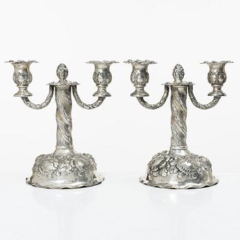 Candelabra, a pair, silver, Baroque style, Germany 20th century.