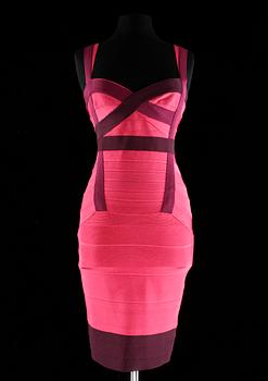 1489. A pink and purple tight, strech dress by Herve Leger.