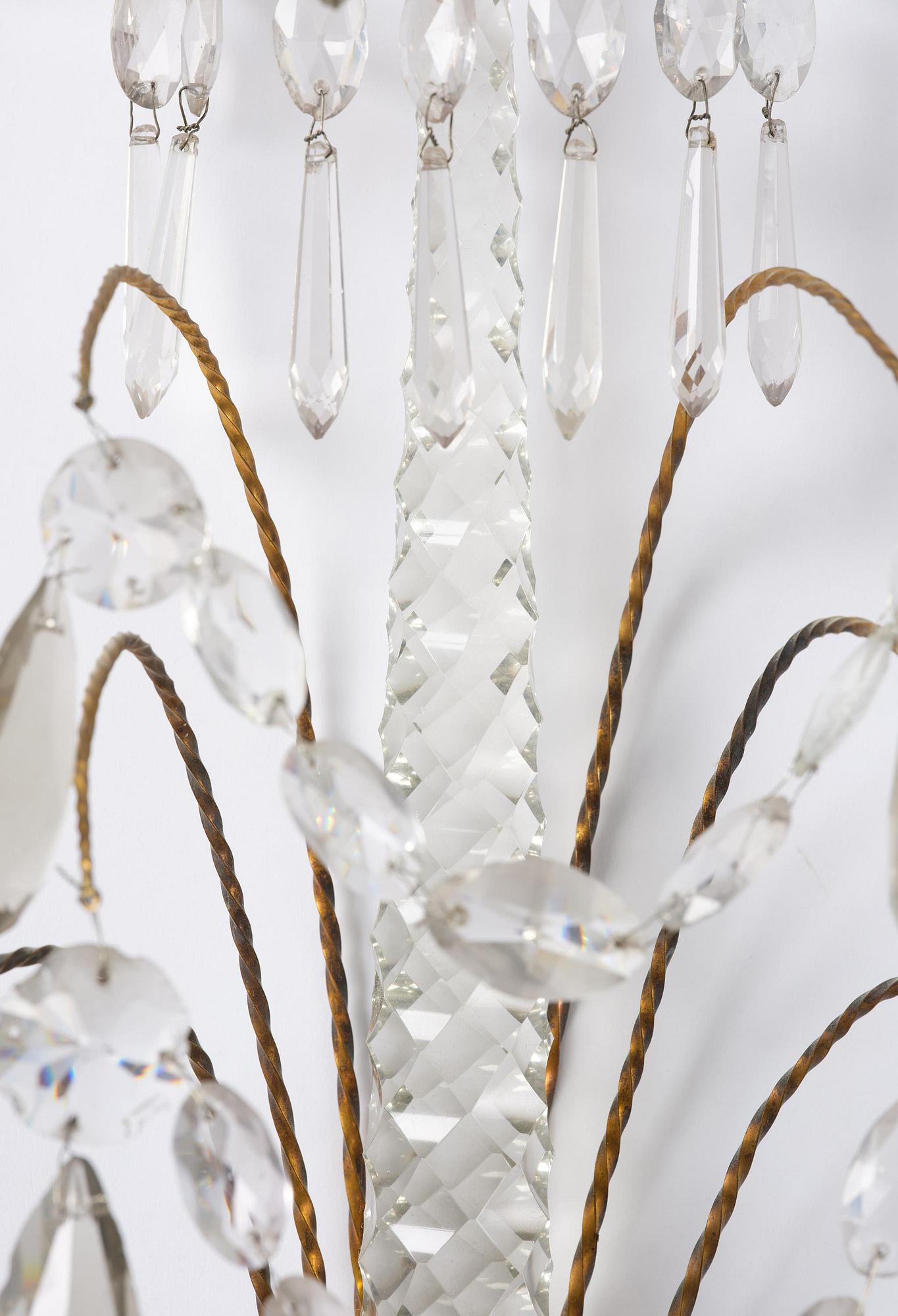 Vägglystrar, ett par, för två ljus, 1800-tal, Louis XVI-stil.