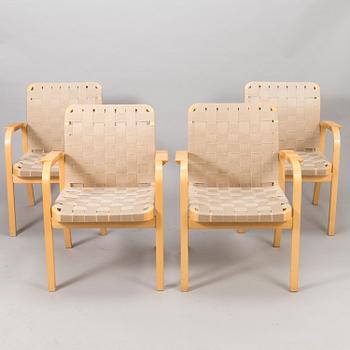 ALVAR AALTO, A set of four '45' armchairs, Artek, Finland 1980s.