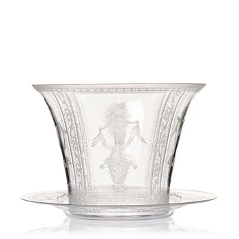 5. Simon Gate, an glass bowl with plate, Orrefors 1924, engraved by Karl Müller.