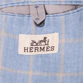 HERMÈS, a light blue linen men´s jacket with square pattern, size 54.