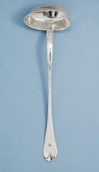 852. A SWEDISH SILVER SOUP-LADLE, Makers mark of Michael Nyberg, Stockholm 1797.