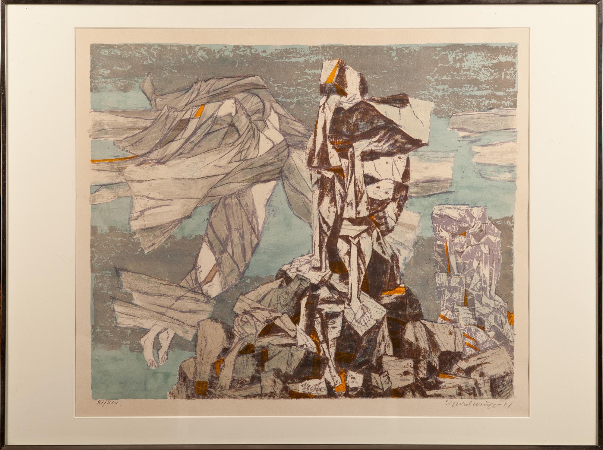 SIGURD WINGE, litografi, signerad och numrerad 81/260. Datering -61.