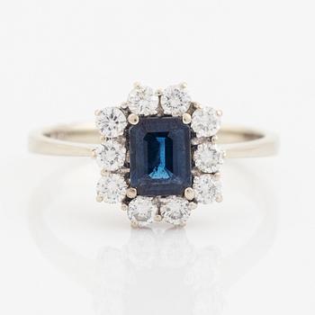 Sapphire and brilliant cut diamond ring.