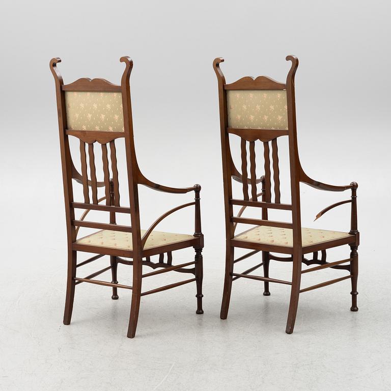 Soffa, 2 karmstolar, stol, jugend, omkring år 1900.