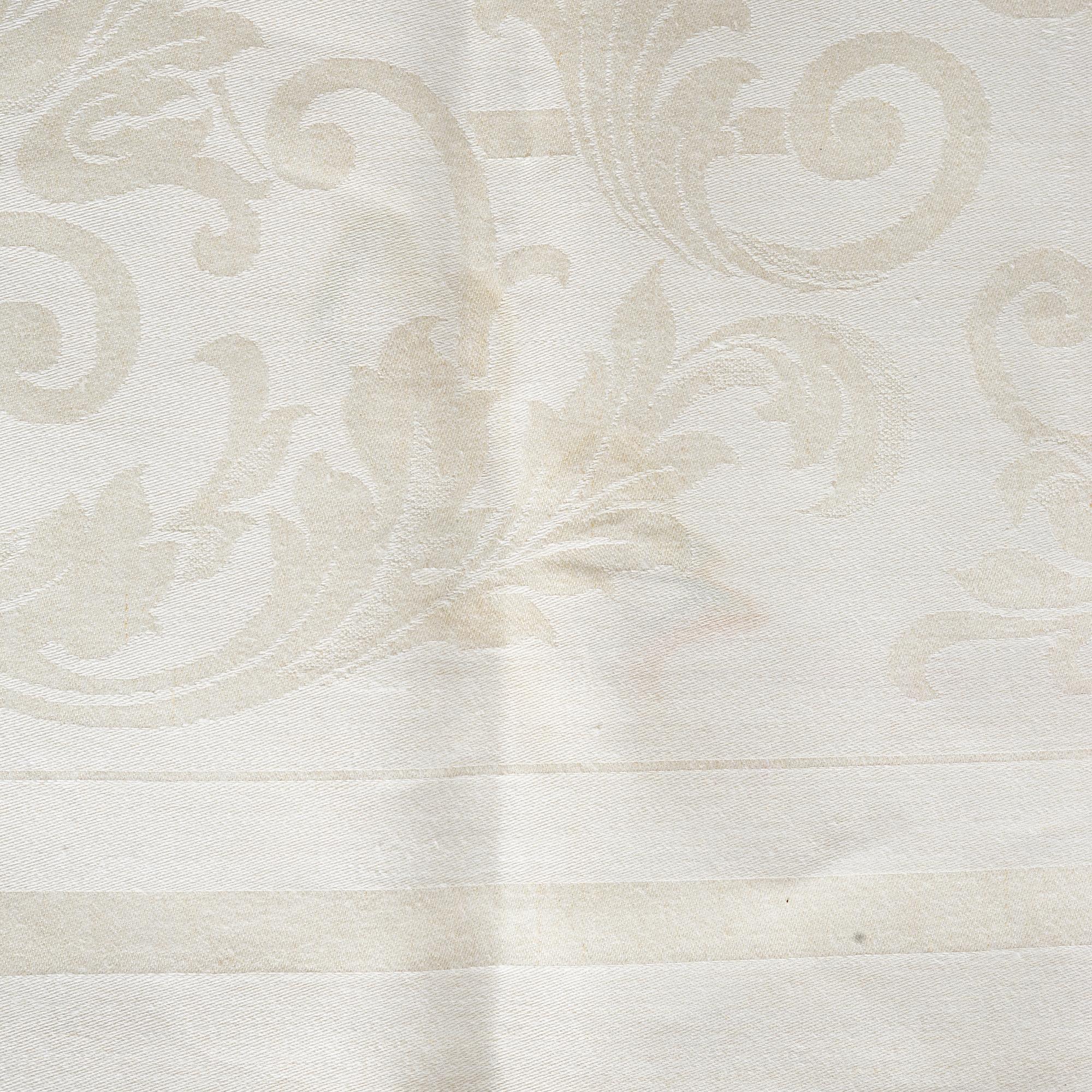 Two linnen table cloths and ten linnen napkins, Sweden, late 19th century.