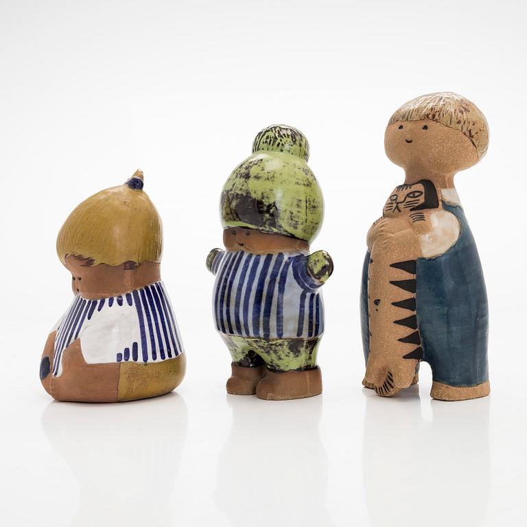 Lisa Larson, a set of three ceramic figurines from the series 'Larsons ungar', Gustavsberg.