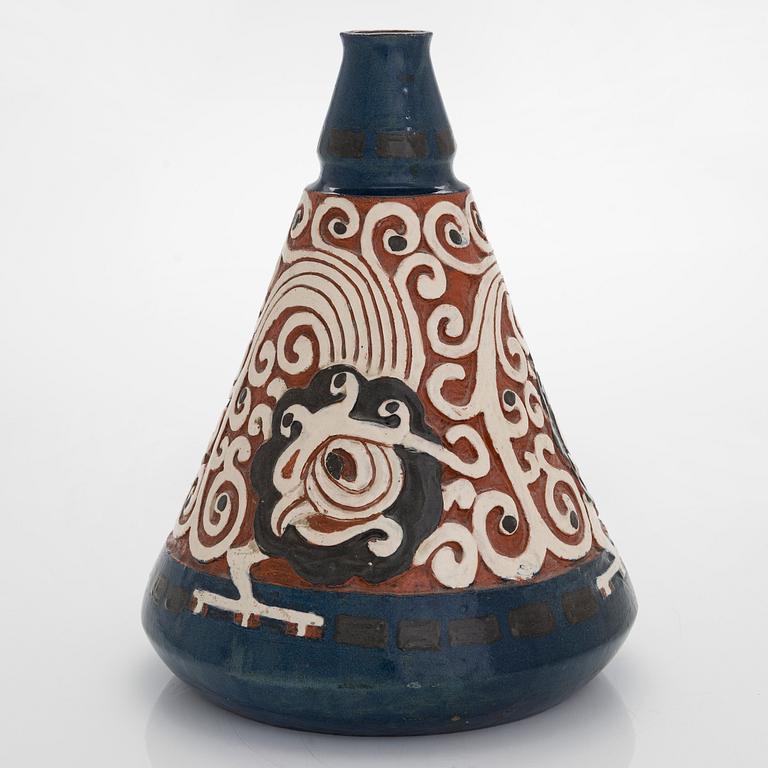 Sigrid Wickström-Paaer, a red clay vase signed SW and dated 1908.