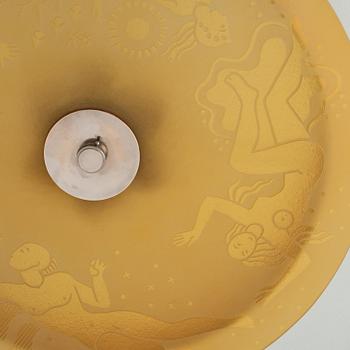 Edward Hald, & Erik Tidstrand, a rare "The 4 Winds" ceiling lamp model "HD 656"/"29679", Orrefors & Nordiska Kompaniet, 1930s.