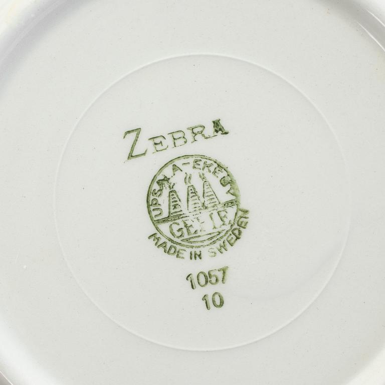 EUGEN TROST, koppar med fat, 4 st, "Zebra", Gefle, 1955-67.
