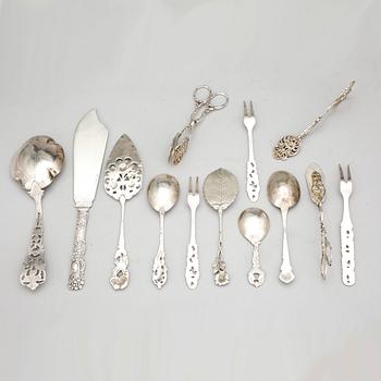 PARTI SILVER, 13 delar, bl.a GEWE, 1947, ca 380 g.