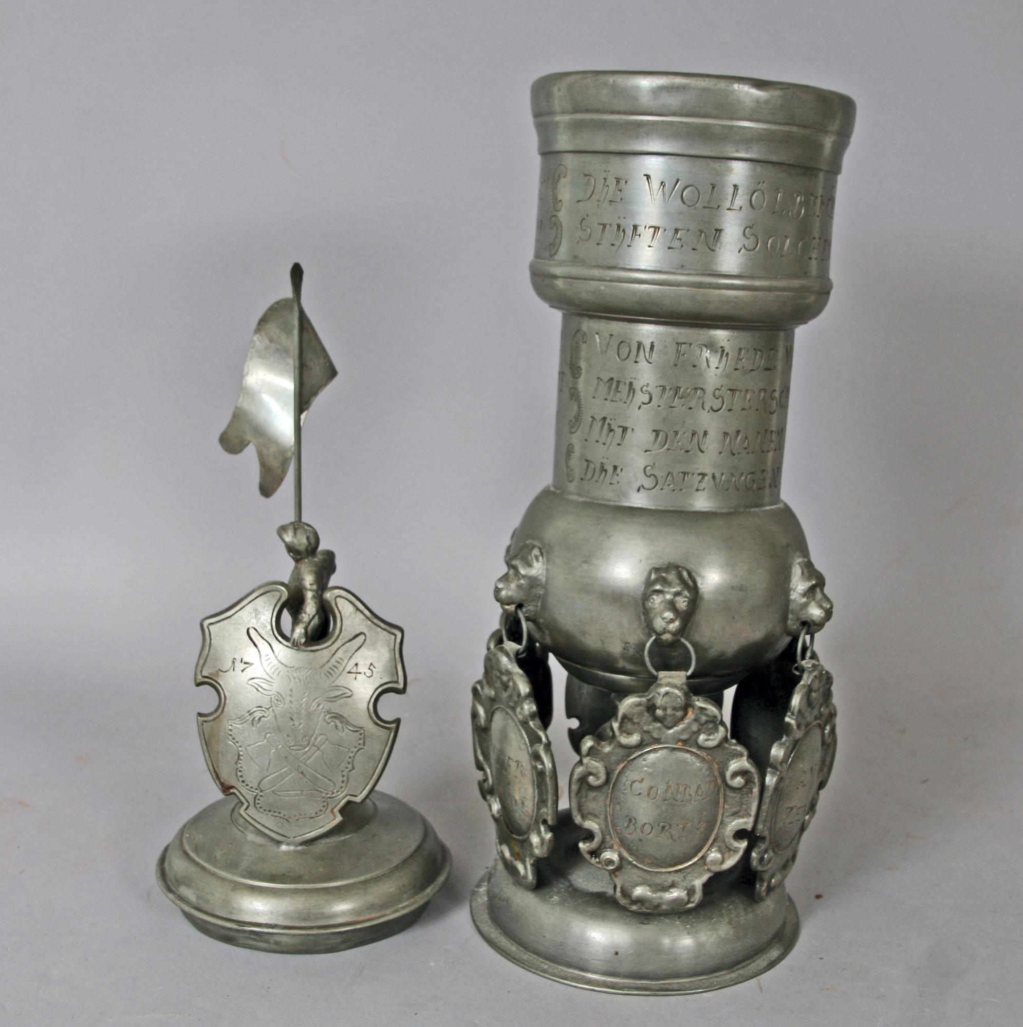 POKAL. Tenn, renässansstil trol. Tyskland 1800-tal.