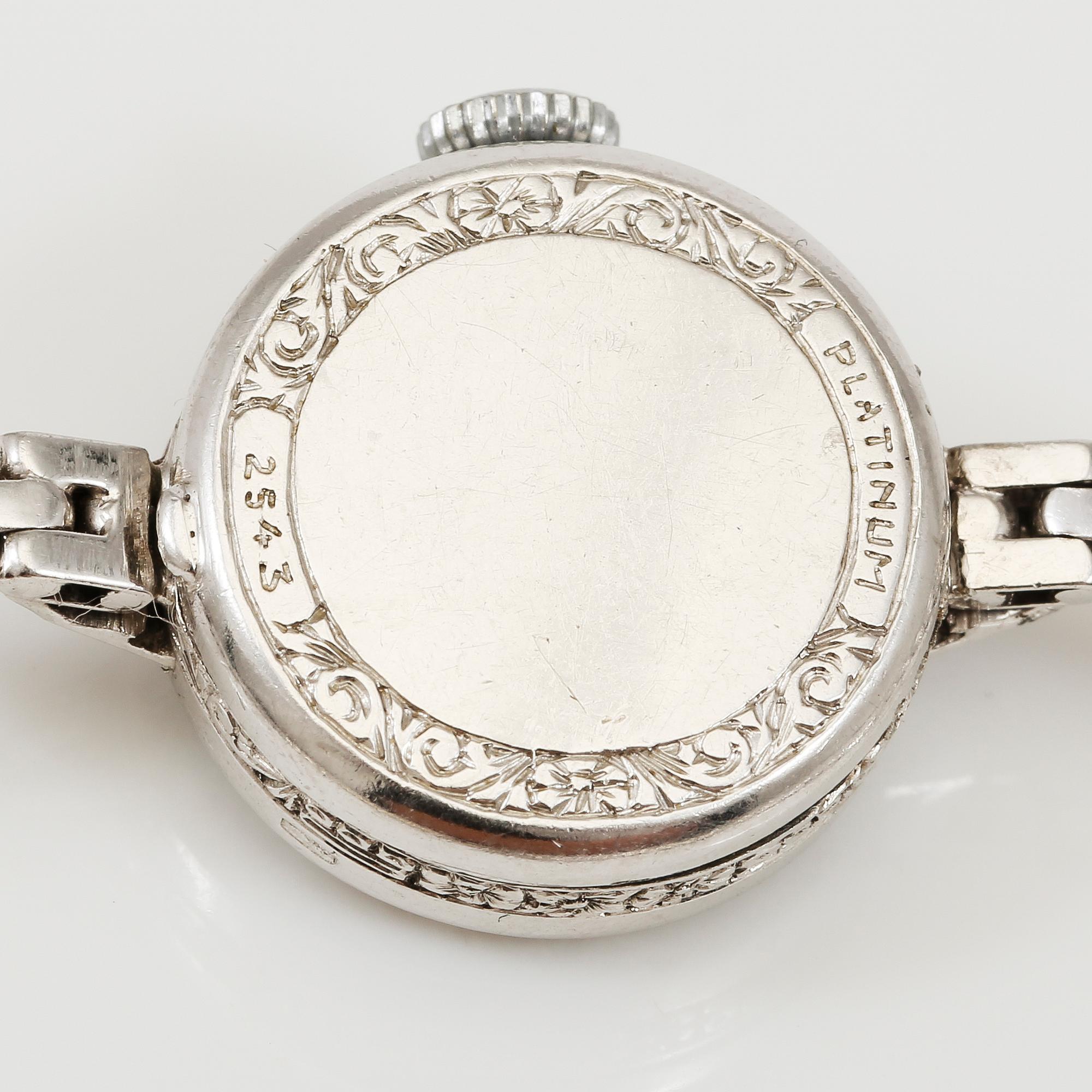 ARMBANDSUR, platina, Bucherer, Lucerne, Swiss, med ARMBAND, 18K vitguld, 1949. Totalvikt med urverk ca 15 gram.