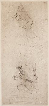 Henri de Toulouse-Lautrec, dry point etching, signed in the plate, 1898.
