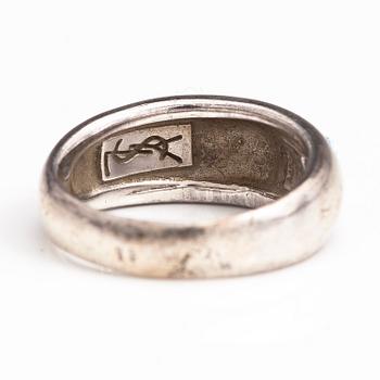 YVES SAINT LAURENT, RING och HALSBAND, sterling silver, glasstenar. Märkt YSL, Made in France.