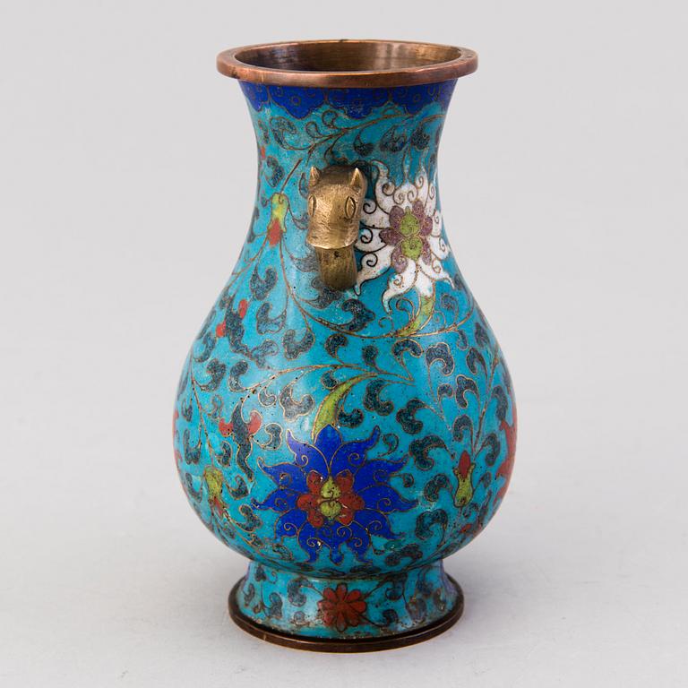 A Chinese cloisonné vase of the Ming dynasty.