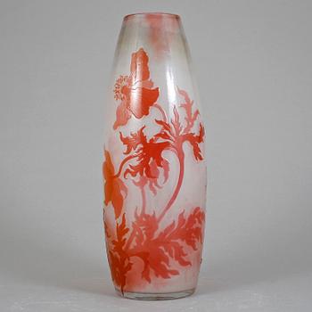 VAS, glas, firepolished. Emile Gallé, Nancy, Frankrike, 1900-talets början.